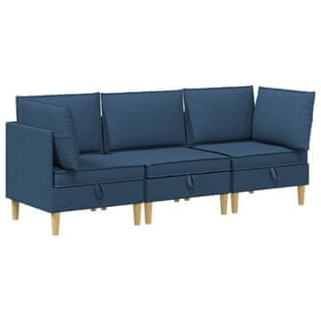 Vidaxl Modularni kavč s shranjevanjem 3 szt. Modra Blago