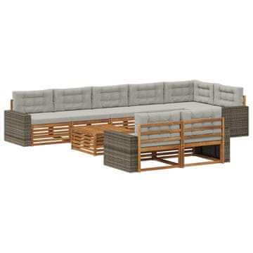 Vidaxl Zunanja garnitura za sedenje z blazino 9 pcs