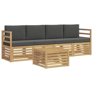 Vidaxl Zunanja garnitura za sedenje 5 szt. Bela in antracit Poliester