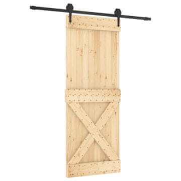 Vidaxl Drsna vrata Naravna in črna 80 x 210 cm Masiven borov les