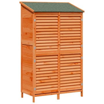 Vidaxl Vrtno skladišče s streho Rjava 106 x 56 x 176,5 cm Trdna smreka