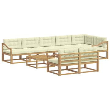 Vidaxl Zunanja garnitura za sedenje 9 szt. Bela in krem 79 x 79 x 37 cm
