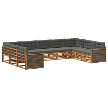 Vidaxl Zunanja garnitura za sedenje 9 szt. Naravna in antracitna