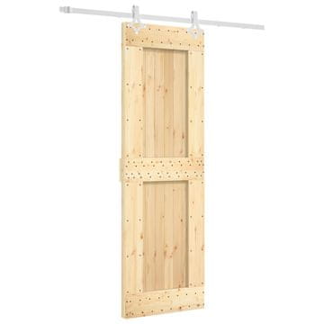 Vidaxl Drsna vrata Naravna in bela 70 x 210 cm Masiven borov les
