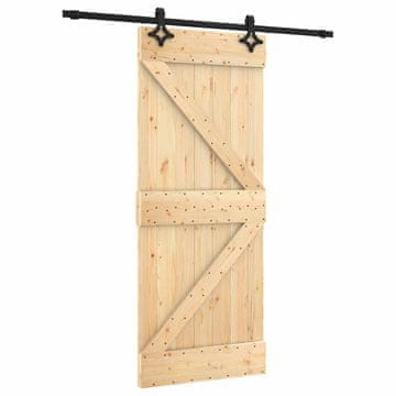 Vidaxl Drsna vrata Naravna in črna 85 x 210 cm Masiven borov les