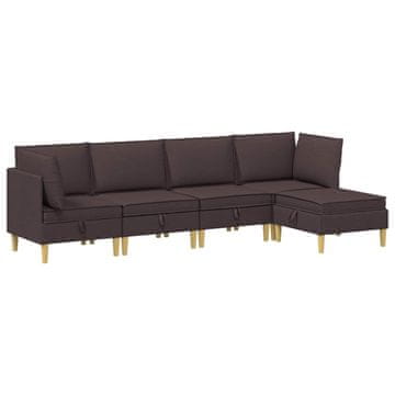 Vidaxl Modularni kavč s shranjevanjem 5 szt. Temno rjava Blago