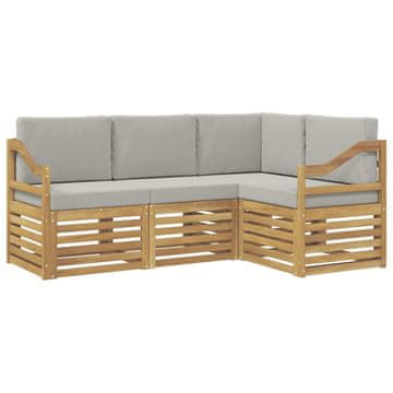 Vidaxl Sedežne garniture 4 szt. Bela in svetlo siva