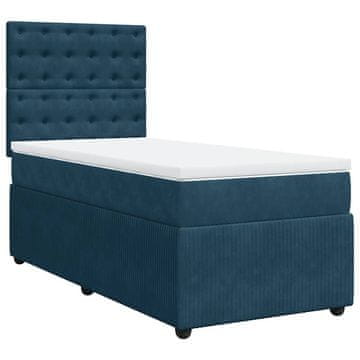 Vidaxl Box spring postelja z vzmetnico temno modra 80x200 cm žamet