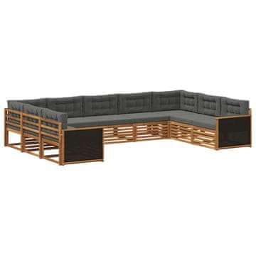 Vidaxl Zunanja garnitura za sedenje 9 szt. Naravna in antracitna
