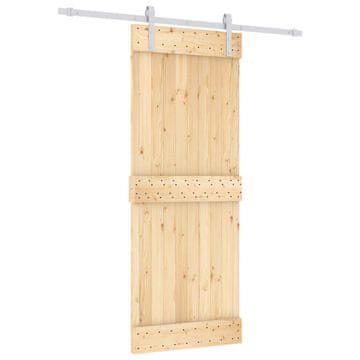 Vidaxl Drsna vrata Naravna in bela 80 x 210 cm Masiven borov les