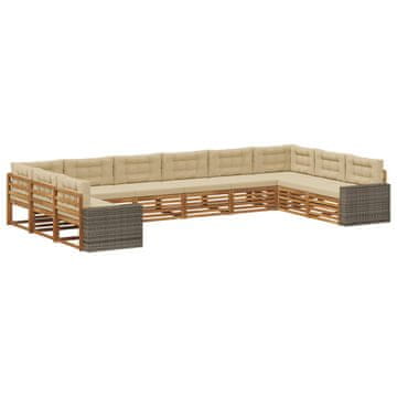 Vidaxl Sedežne garniture z blazino 10 szt. Masiven les akacije