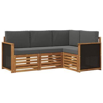 Vidaxl Sedežne garniture z blazino 4 szt. Masiven les akacije