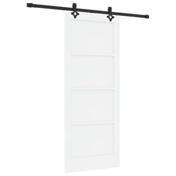 Vidaxl Drsna vrata Bela in črna 83 x 202 cm Trdna borovina