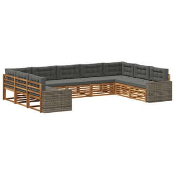 Vidaxl Zunanja garnitura za sedenje 9 szt. Naravna in antracitna