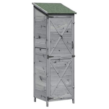 Vidaxl Vrtno skladišče s streho Siva 59,5 x 56 x 176,5 cm Trdna smreka