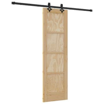 Vidaxl Drsna vrata Naravna in črna 61 x 198,5 cm Trdna borovina