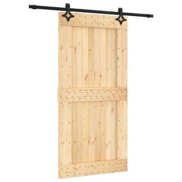 Vidaxl Drsna vrata Naravna in črna 100 x 210 cm Masiven borov les