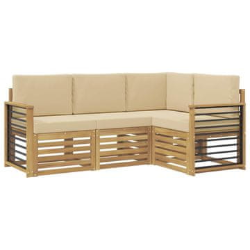 Vidaxl Sedežne garniture 4 szt. Bela in bež 187,5 x 128,5 x 73 cm