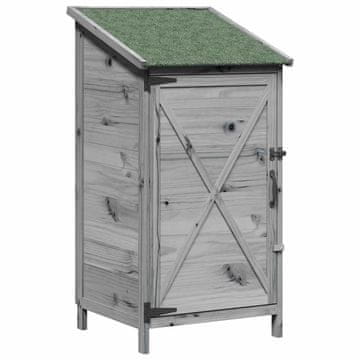 Vidaxl Vrtno skladišče s streho Siva 59,5 x 56 x 113,5 cm Trdna smreka