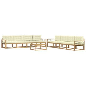 Vidaxl Zunanja garnitura za sedenje 9 szt. Bela in krem 79 x 79 x 37 cm