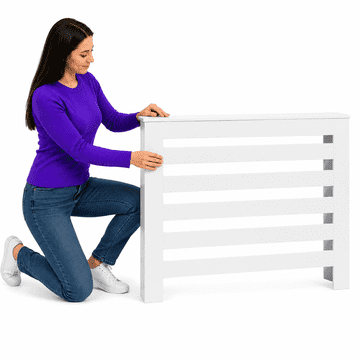 Vidaxl Pokrov za radiator bel 104x20x82 cm inženirski les