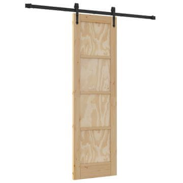 Vidaxl Drsna vrata ORKDAL Naravna in črna 61 x 198,5 cm Trdna borovina