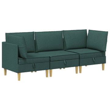 Vidaxl Modularni kavč s shranjevanjem 3 szt. Temno zelena Blago