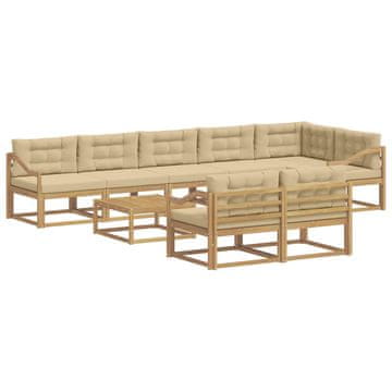 Vidaxl Zunanja garnitura za sedenje 9 szt. Bela in bež 79 x 79 x 37 cm