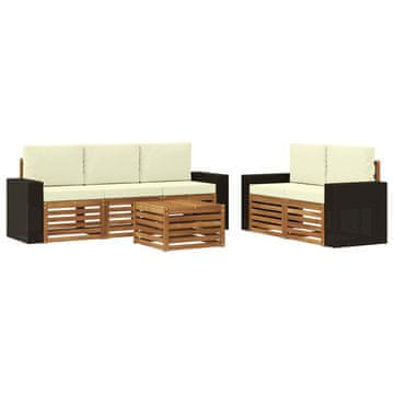 Vidaxl Sedežne garniture z blazino 6 szt. Masiven les akacije