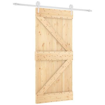 Vidaxl Drsna vrata Naravna in bela 95 x 210 cm Masiven borov les