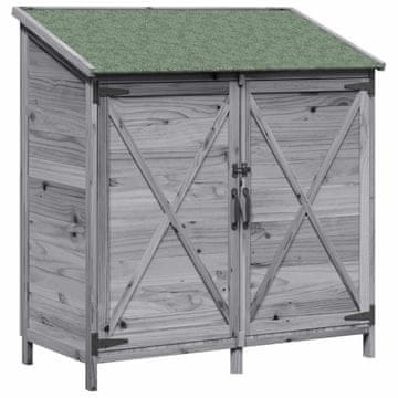 Vidaxl Vrtno skladišče s streho Siva 106 x 56 x 113,5 cm Trdna smreka