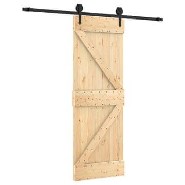 Vidaxl Drsna vrata Naravna in črna 70 x 210 cm Masiven borov les