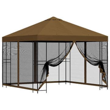 Vidaxl Vrtni gazebo s stranskimi stenami 3 x 3 m Taupe