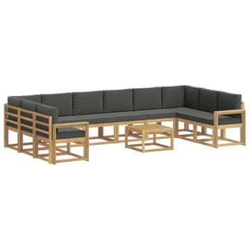 Vidaxl Zunanja garnitura za sedenje z blazino 11 szt. Bela in antracit