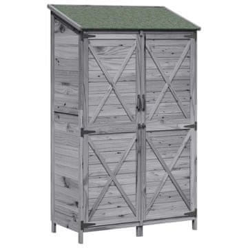 Vidaxl Vrtno skladišče s streho Siva 106 x 56 x 176,5 cm Trdna smreka