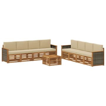 Vidaxl Sedežne garniture z blazino 9 szt. Masiven les akacije
