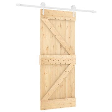 Vidaxl Drsna vrata Naravna in bela 85 x 210 cm Masiven borov les