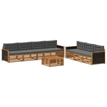 Vidaxl Zunanja garnitura za sedenje 8 szt. Naravna in antracitna
