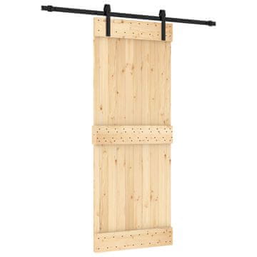 Vidaxl Drsna vrata Naravna in črna 80 x 210 cm Masiven borov les