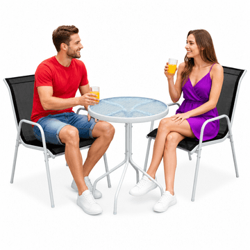 Vidaxl Bistro garnitura 3-delna jeklo črna