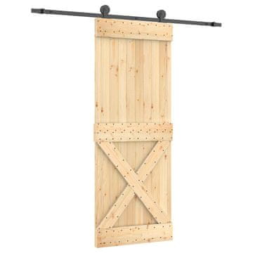 Vidaxl Drsna vrata Naravna in črna 80 x 210 cm Masiven borov les
