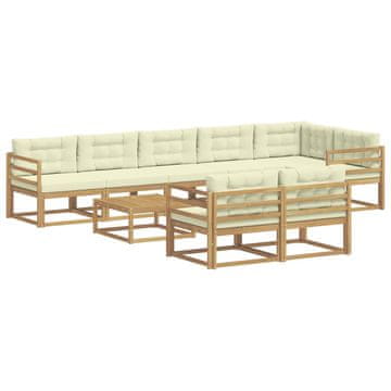 Vidaxl Zunanja garnitura za sedenje 9 szt. Bela in krem 79 x 79 x 37 cm