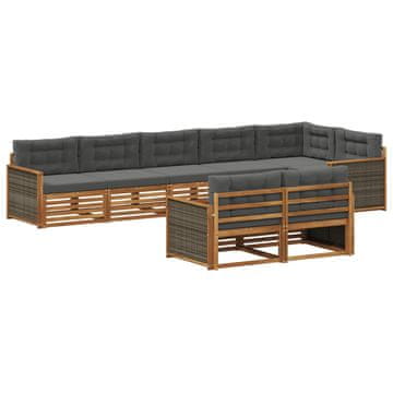 Vidaxl Zunanja garnitura za sedenje 8 szt. Naravna in antracitna
