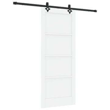 Vidaxl Drsna vrata Bela in črna 83 x 202 cm Trdna borovina