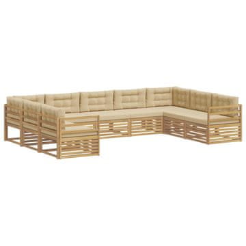 Vidaxl Zunanja garnitura za sedenje 9 szt. Bela in bež