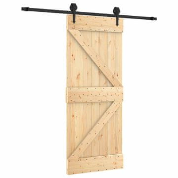 Vidaxl Drsna vrata Naravna in črna 85 x 210 cm Masiven borov les