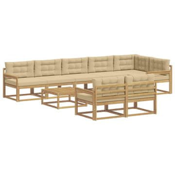 Vidaxl Zunanja garnitura za sedenje 9 szt. Bela in bež 79 x 79 x 37 cm