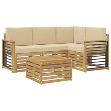 Vidaxl Zunanja garnitura za sedenje 5 szt. Bela in bež 59 x 59 x 37 cm