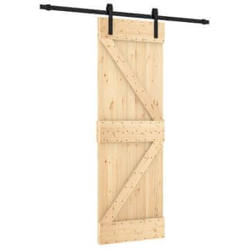 Vidaxl Drsna vrata Naravna in črna 70 x 210 cm Masiven borov les