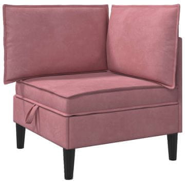 Vidaxl Sofa z shranjevanjem Roza Žamet
